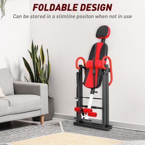 Banc Musculation Inversé Pliable Table D'inversion Musculation Pu Et Métal 112.5x68.5x159cm Rouge
