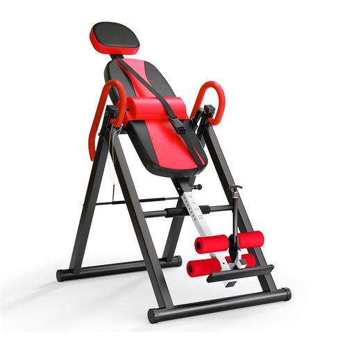 Banc Musculation Inversé Pliable Table D'inversion Musculation Pu Et Métal 112.5x68.5x159cm Rouge