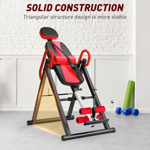 Banc Musculation Inversé Pliable Table D'inversion Musculation Pu Et Métal 112.5x68.5x159cm Rouge