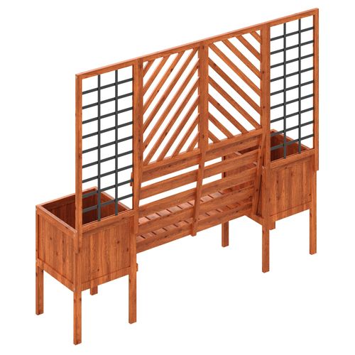 Jardinière D'extérieur Avec Treillis-banc 170x42x145cm Grand Bac à Plantes Jardin Cour Terrasse Brun