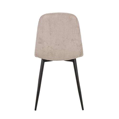 Chaise Velours Côtelé Beige Pieds Métal Noir