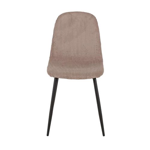 Chaise Velours Côtelé Chocolat Pieds Métal Noir