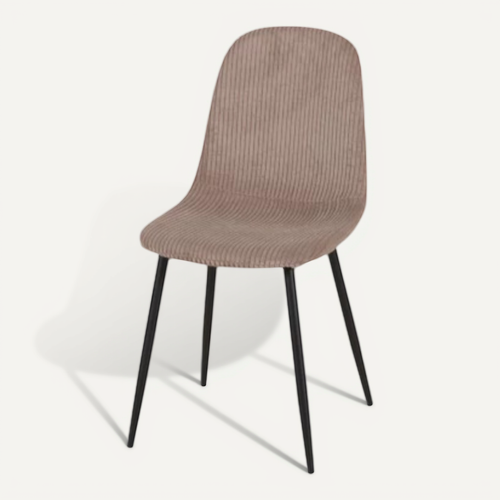 Chaise Velours Côtelé Chocolat Pieds Métal Noir