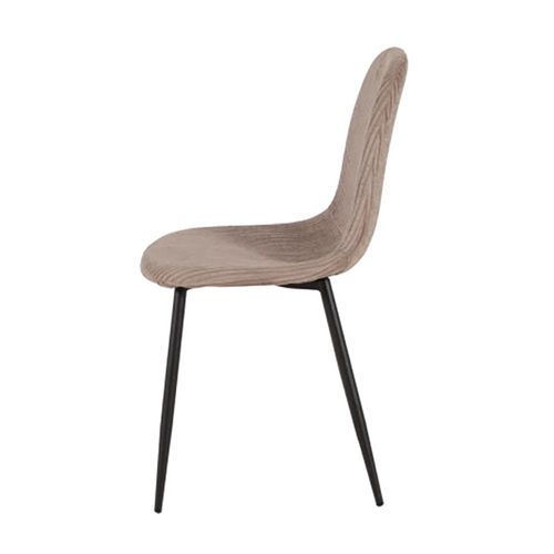 Chaise Velours Côtelé Chocolat Pieds Métal Noir