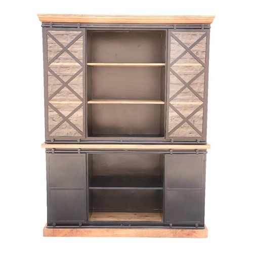 Vaisselier Grand Modèle Bakou Portes Coulissantes Manguier Et Métal