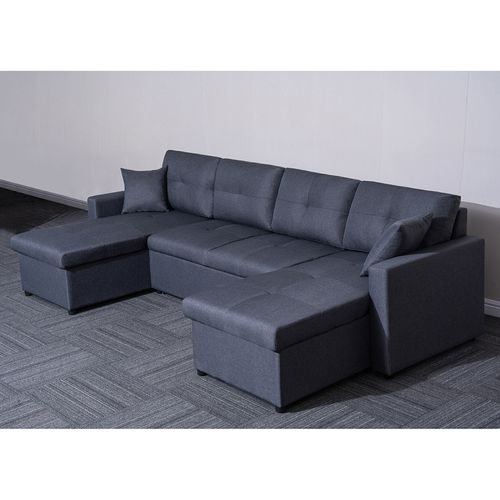 Canapé Panoramique Convertible Gris Romy