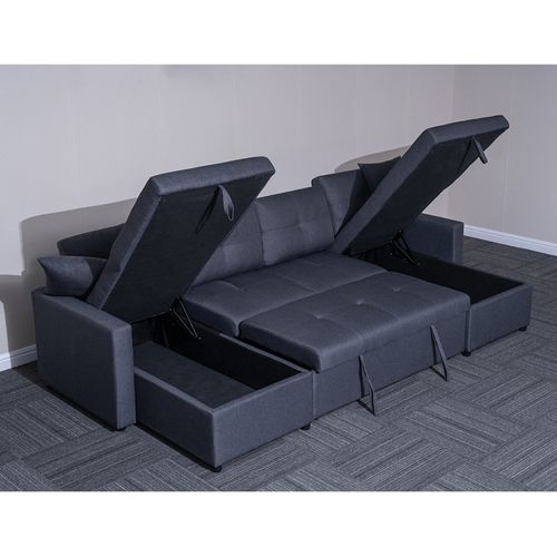 Canapé Panoramique Convertible Gris Romy