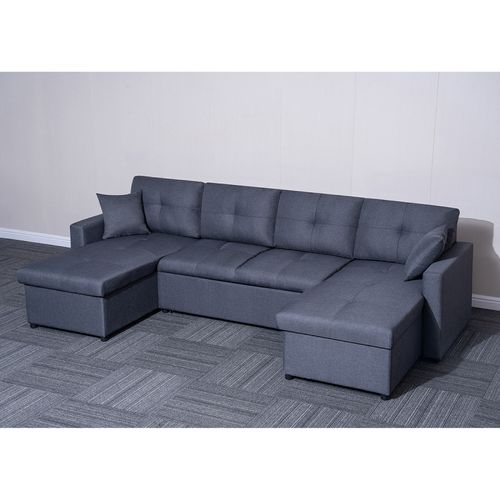 Canapé Panoramique Convertible Gris Romy