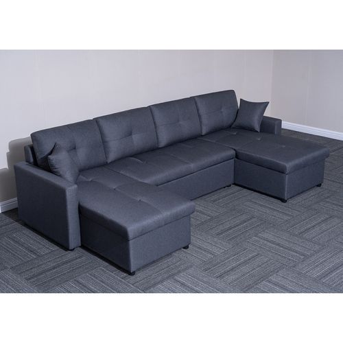 Canapé Panoramique Convertible Gris Romy