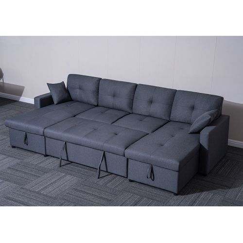 Canapé Panoramique Convertible Gris Romy