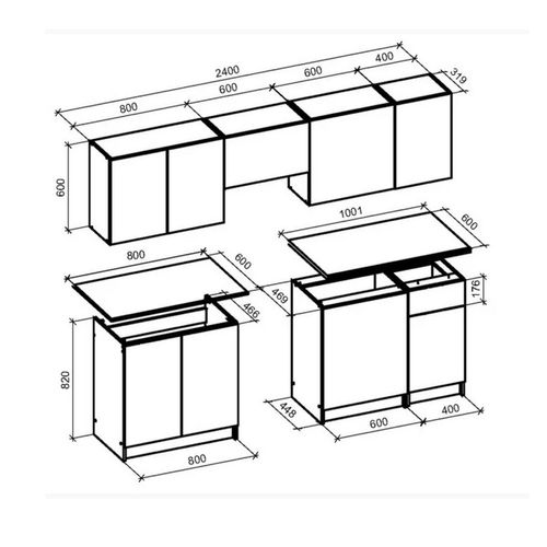 Cuisine 240 Cm Aspect Marbre Et Gris Bérangère