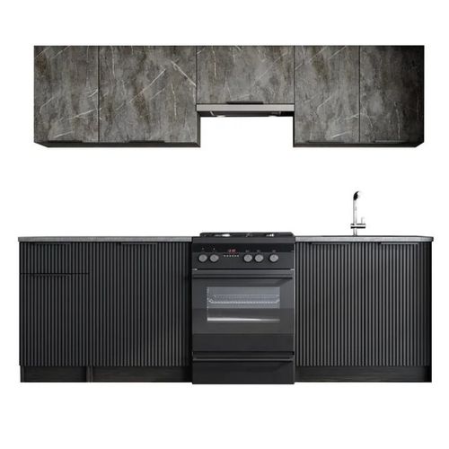 Cuisine 240 Cm Aspect Marbre Et Gris Bérangère