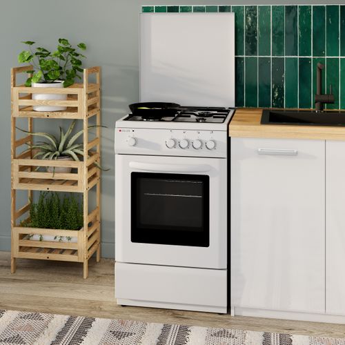 Cuisinière gaz AYA ACGS50B/1 4 foyers Blanc vue d'ambiance 1