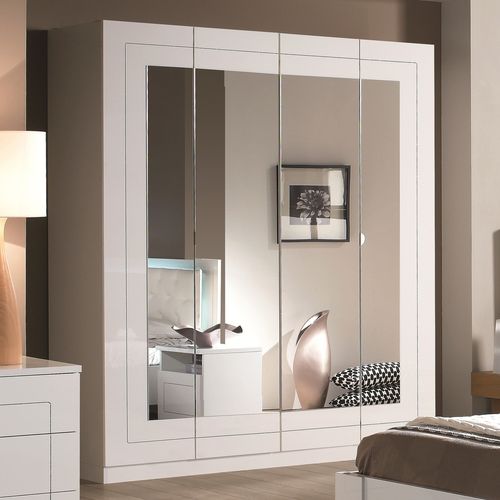 Armoire 4 portes L.180 cm ALASKA blanc