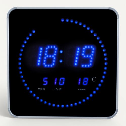Horloge LED DIGITALE Bleu vue de face