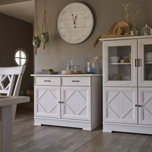 Horloge D.80 cm COTTAGE Naturel / blanc