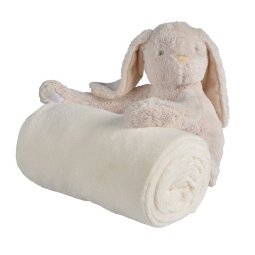 Lapin peluche avec plaid - Beige