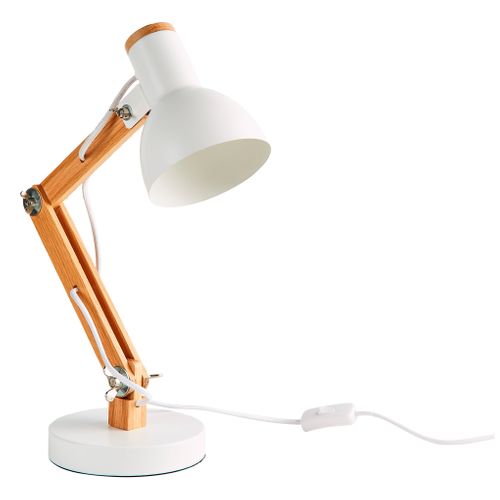 Lampe de bureau PIXIE Blanc/bois vue 3/4