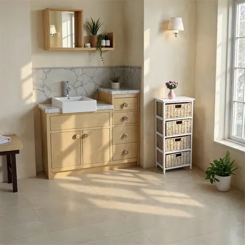 Meuble d'appoint 4 tiroirs NATURA Blanc vue d'ambiance 1