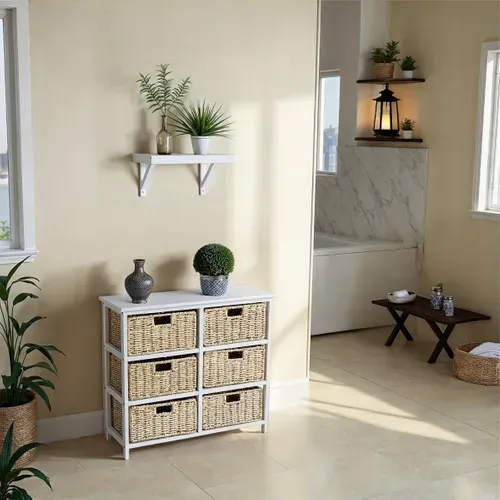 Meuble d'appoint 6 tiroirs NATURA KD 2 Blanc vue d'ambiance 1