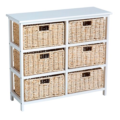 Meuble d'appoint 6 tiroirs NATURA KD 2 Blanc vue 3/4