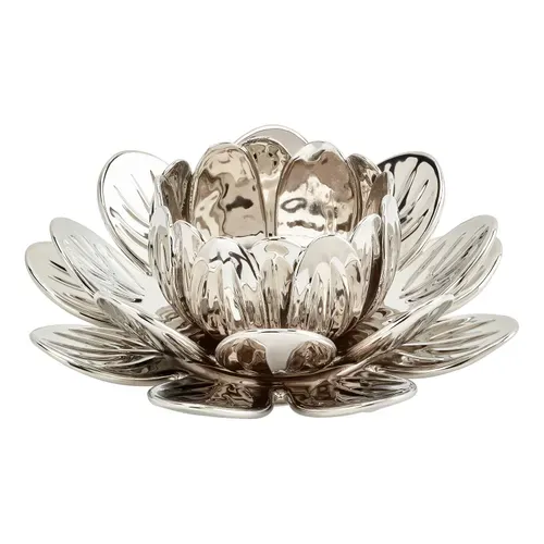 Photophore ø 19,5 cm LOTUS Argenté vue de face