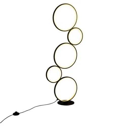 Lampe de sol H. 115 cm CIRCLE LOOPING Noir vue 3/4