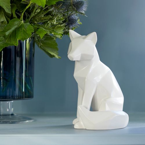 Statue origami H51 cm RENARD Blanc