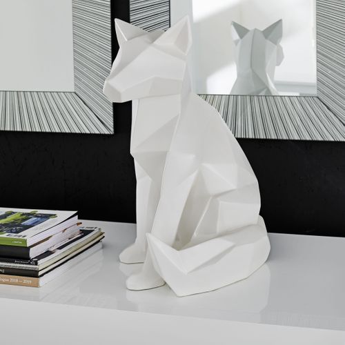 Statue origami H51 cm RENARD Blanc