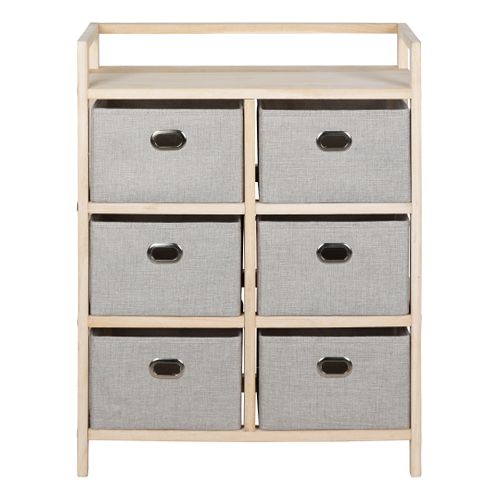 Commode 6 tiroirs LANA naturel/gris