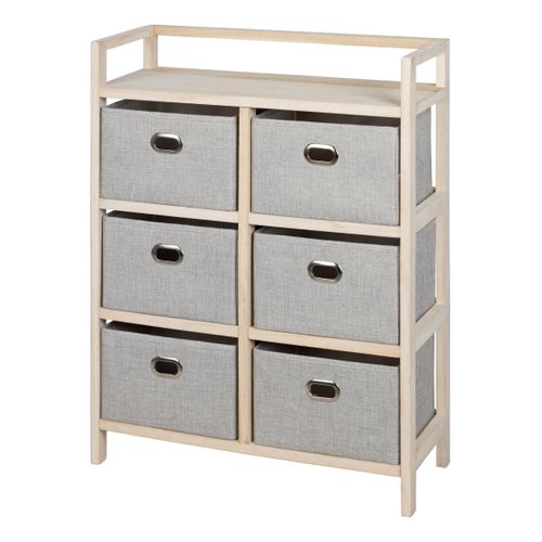 Commode 6 tiroirs LANA naturel/gris