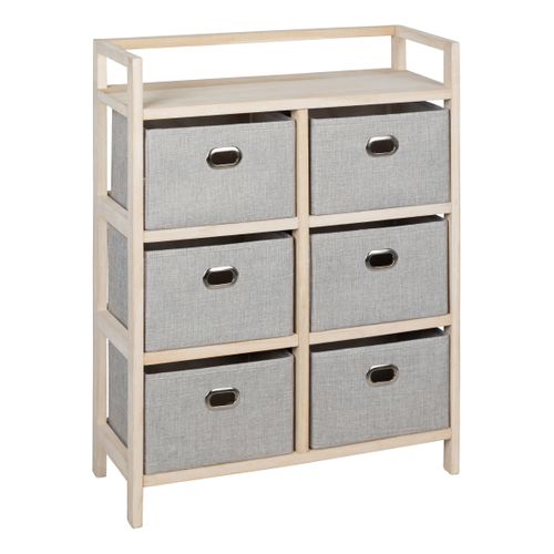 Commode 6 tiroirs LANA naturel/gris