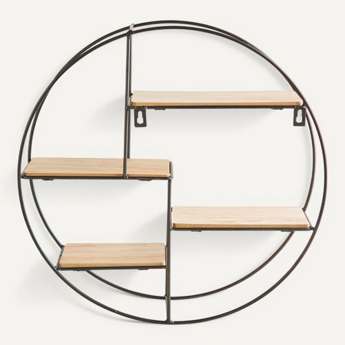 Etagère D40 cm CIRCLE Noir / Naturel vue de face