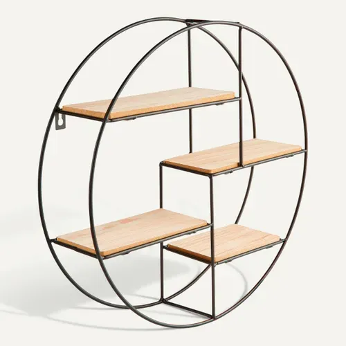 Etagère D40 cm CIRCLE Noir / Naturel vue 3/4
