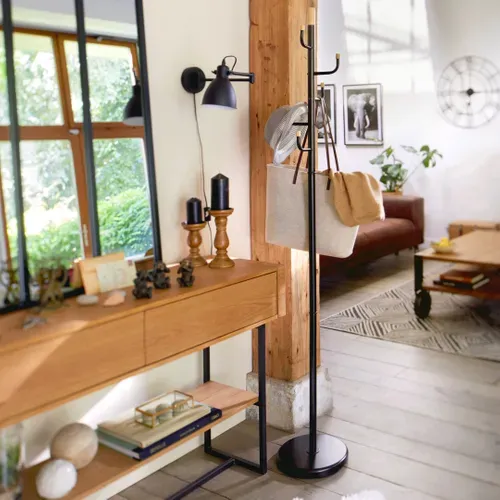 Porte manteaux NILA noir et naturel vue d'ambiance 1