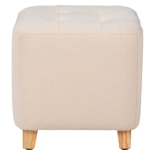 Pouf H. 35 cm CHARME Ecru ou gris vue de face