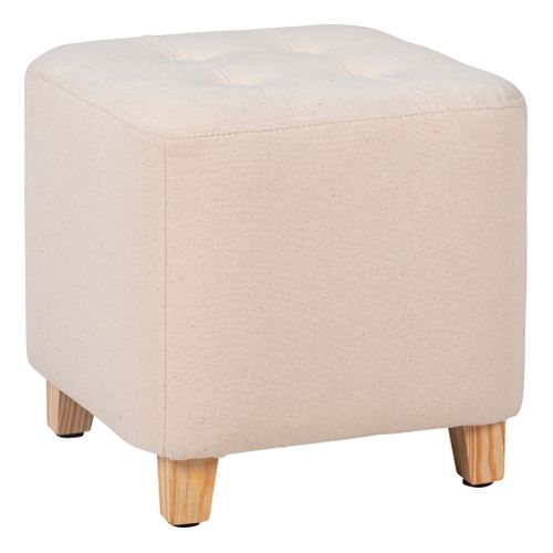 Pouf H. 35 cm CHARME Ecru ou gris vue 3/4