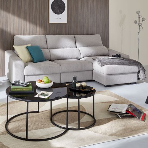 Canapé d'angle méridienne REYNOLDS tissu Berlin gris clair