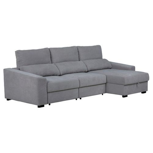 Canapé d'angle méridienne REYNOLDS tissu Berlin gris clair