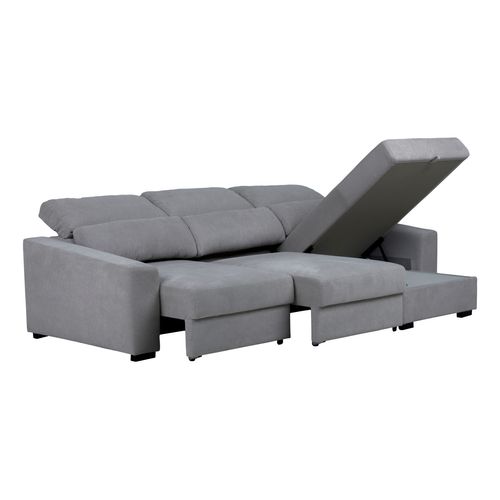 Canapé d'angle méridienne REYNOLDS tissu Berlin gris clair