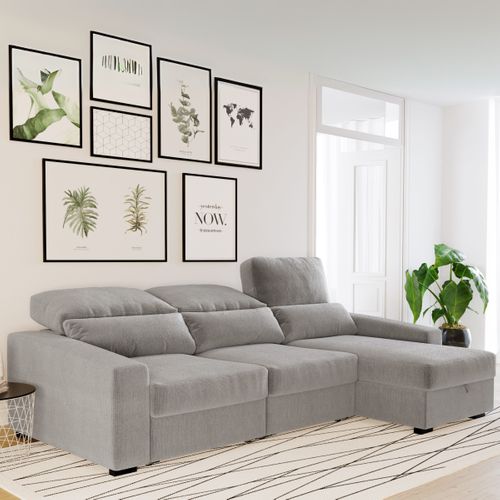 Canapé d'angle méridienne REYNOLDS tissu Berlin grège