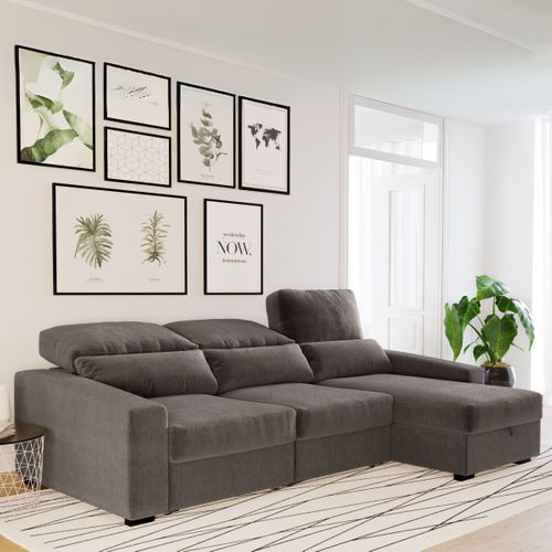 Canapé d'angle méridienne REYNOLDS tissu Berlin marron