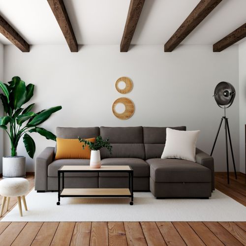 Canapé d'angle méridienne REYNOLDS tissu Berlin marron