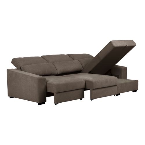 Canapé d'angle méridienne REYNOLDS tissu Berlin marron