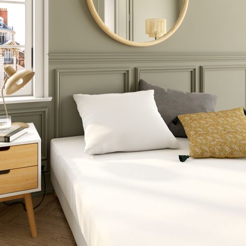 Drap housse blanc 140x190 cm DREAMEA CAMILLE