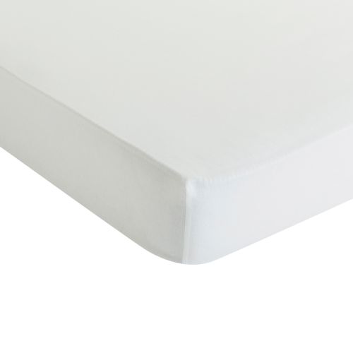 Drap housse blanc 140x190 cm DREAMEA CAMILLE vue de face