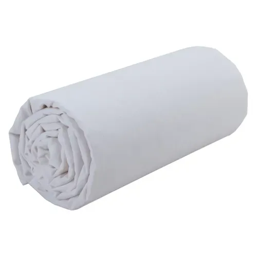 Drap housse blanc 140x190 cm DREAMEA CAMILLE vue 3/4