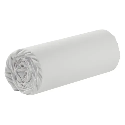 Drap housse blanc 160x200 cm DREAMEA CAMILLE vue 3/4