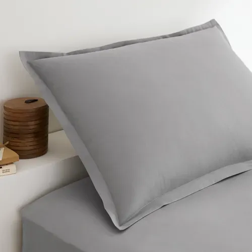 2 taies d'oreillers 50x75 cm DREAMEA CAMILLE gris vue d'ambiance 1