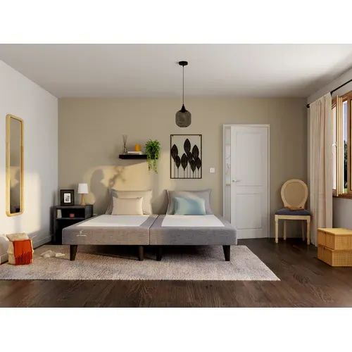 2 taies d'oreillers 50x75 cm DREAMEA CAMILLE gris